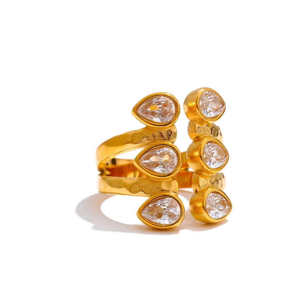 Cubic zirconia water drop ring size 7.5 - product image