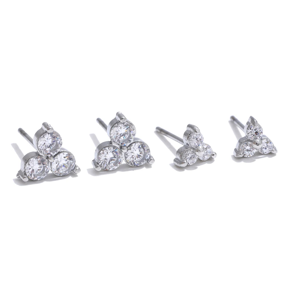 Cubric zirconia flower stud earrings push-back women - product image