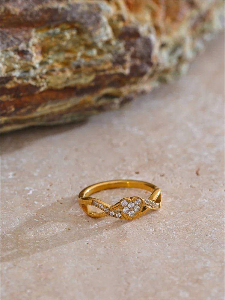Delicate bling cubic zirconia thin finger ring - product image
