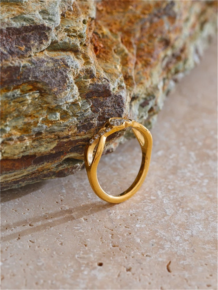 Delicate bling cubic zirconia thin finger ring - product image