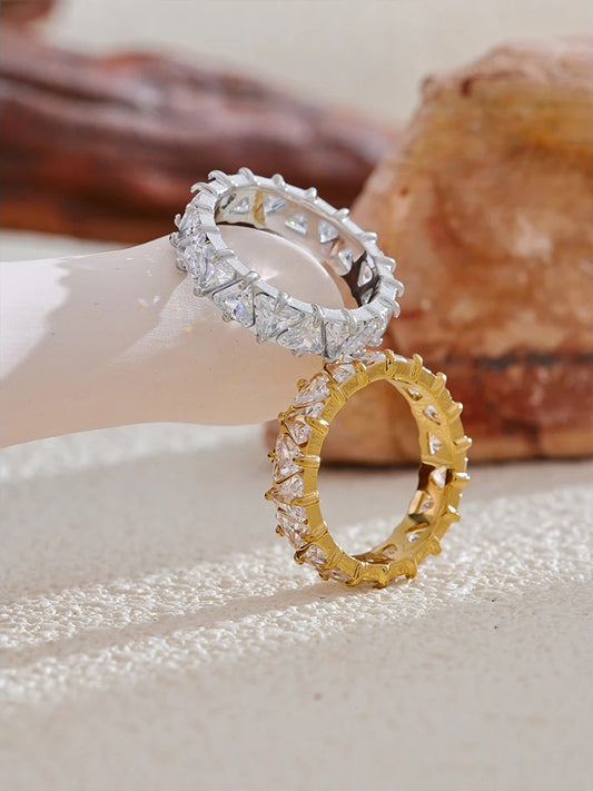Delicate bling heart cubic zirconia ring - product image