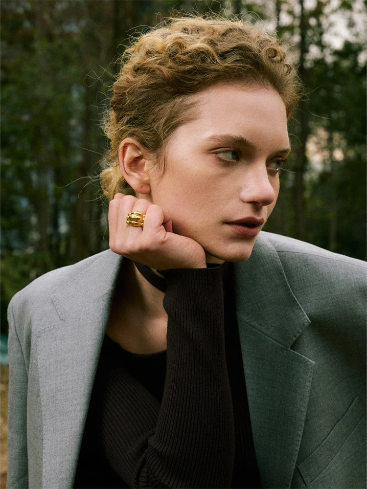 Distinctive abstract cast metal texture ring - product image