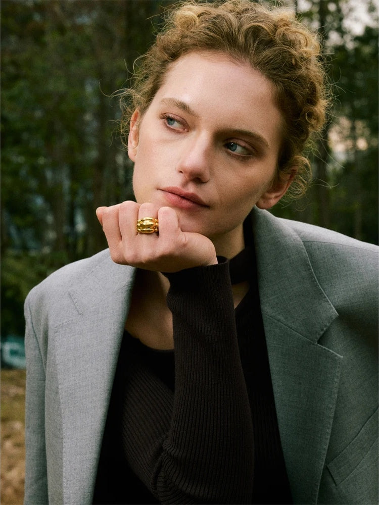 Distinctive abstract cast metal texture ring - product image