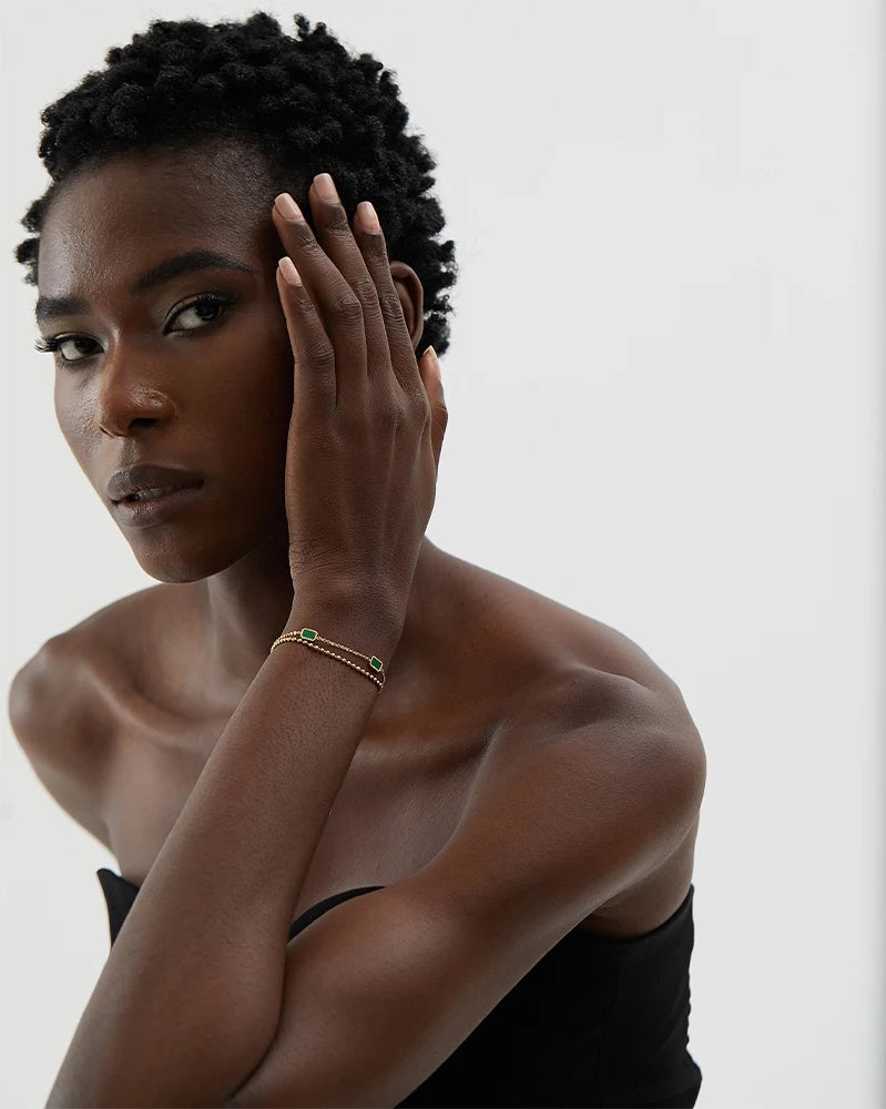 Double chain acrylic green red charm bracelet women - product image