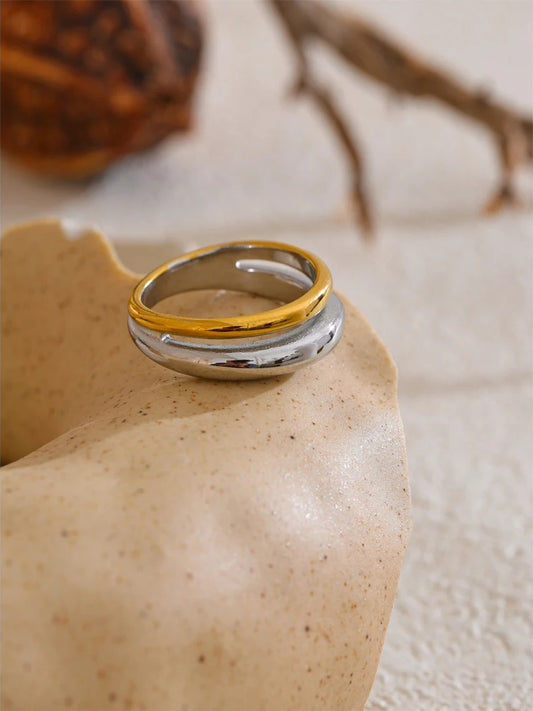 Double color abstract casting ring women fashion - product image