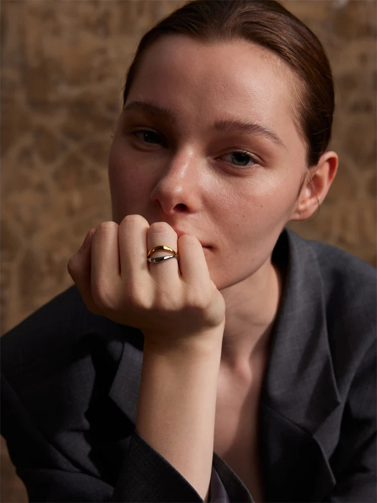 Double color technology contemporary fashion ring - product image