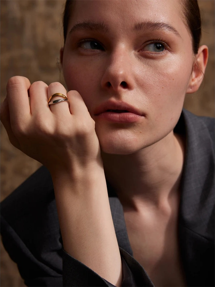 Double color technology contemporary fashion ring - product image