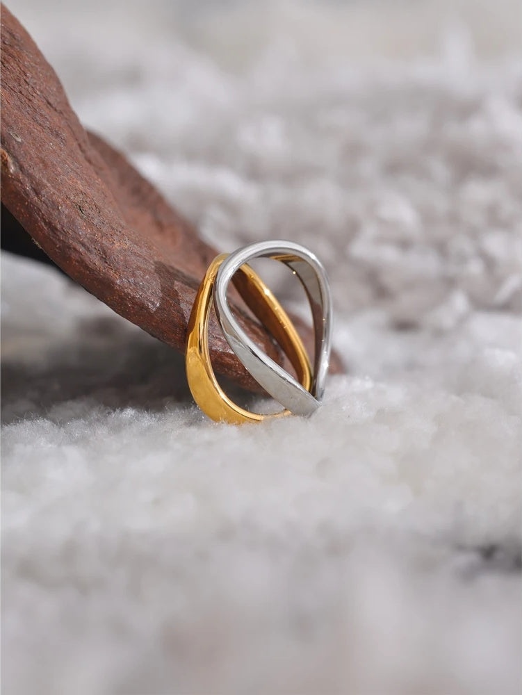 Double color technology contemporary fashion ring - product image