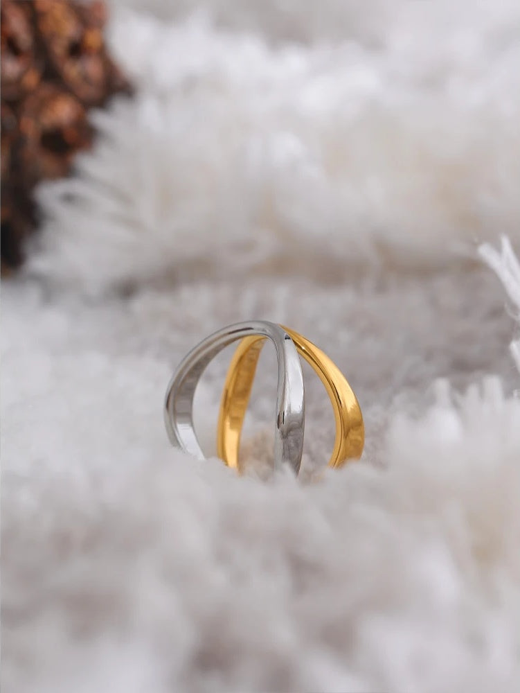 Double color technology contemporary fashion ring - product image