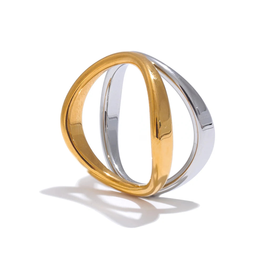 Double color technology contemporary fashion ring - product image