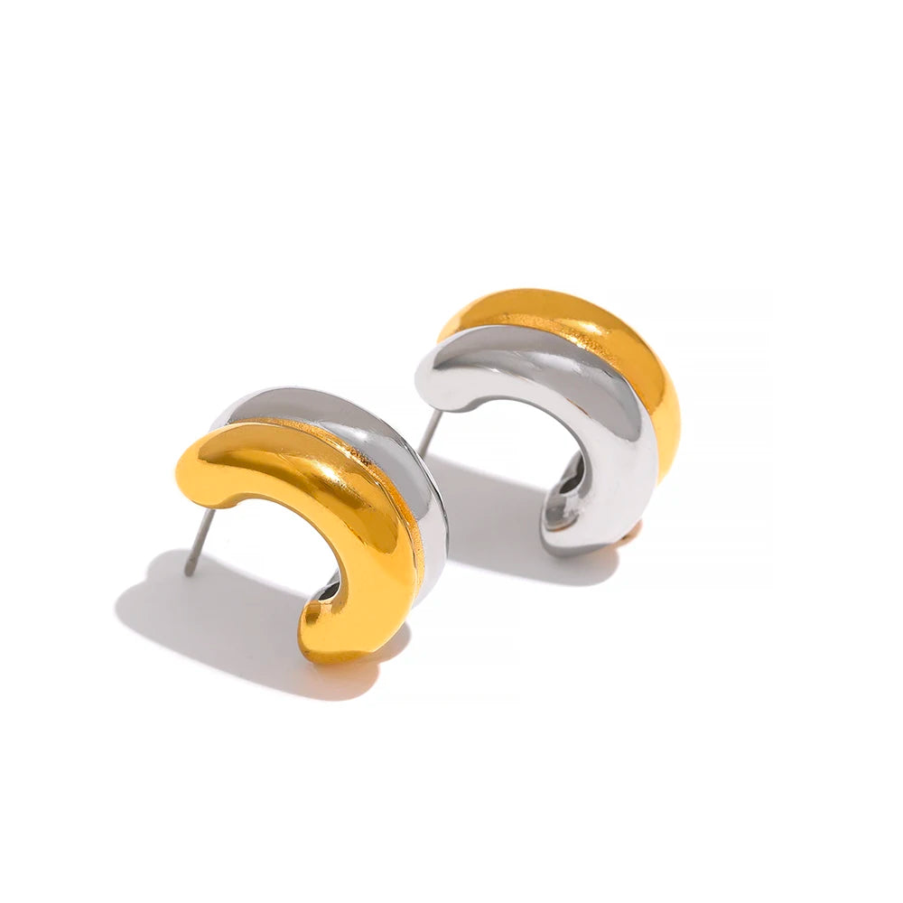 Double color thick charm push-back stud earrings - product image