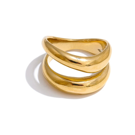 Double layer contemporary cast daily fashion ring - product image