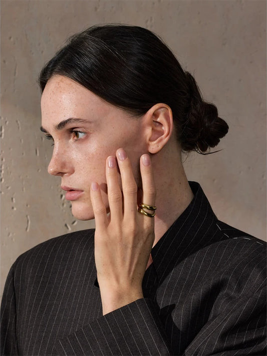 Double layer contemporary cast daily fashion ring - product image