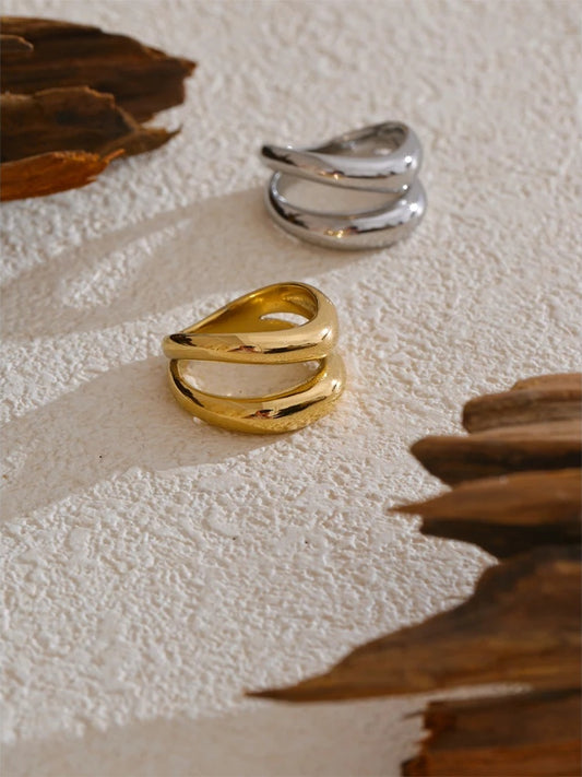 Double layer contemporary cast daily fashion ring - product image