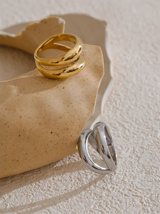 Double layer contemporary cast daily fashion ring - product image