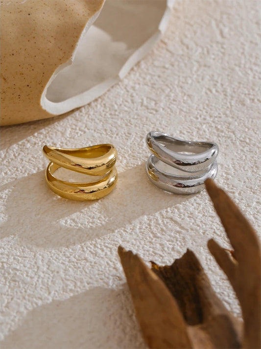 Double layer contemporary cast daily fashion ring - product image
