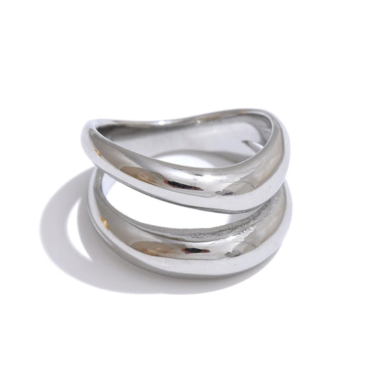 Double layer contemporary cast daily fashion ring - product image