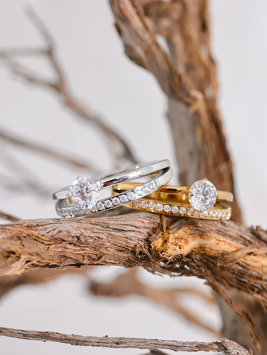 Double layer cubic zirconia classic women's ring - product image