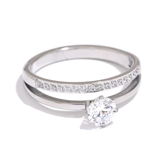 Double layer cubic zirconia classic women's ring - product image