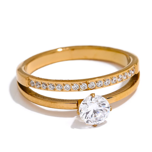Double layer cubic zirconia classic women's ring - product image