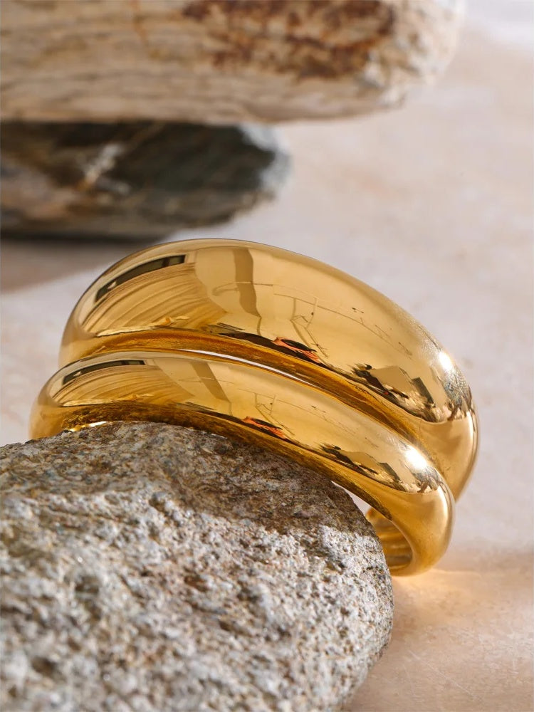 Double layer cuff statement bracelet bangle - product image