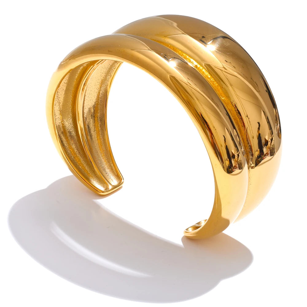 Double layer cuff statement bracelet bangle - product image