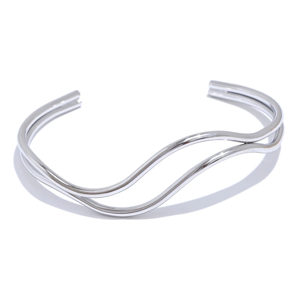 Double layer hollow adjustable minimalist cuff bracelet - product image