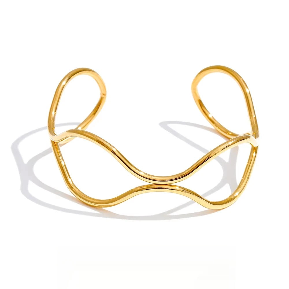 Double layer hollow cuff open bracelet - product image