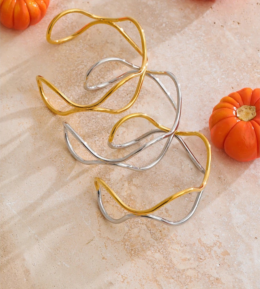 Double layer hollow cuff open bracelet - product image