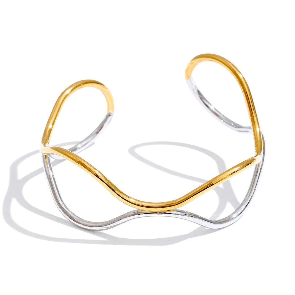 Double layer hollow cuff open bracelet - product image