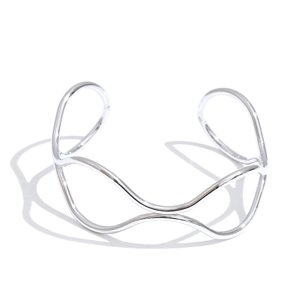 Double layer hollow cuff open bracelet - product image