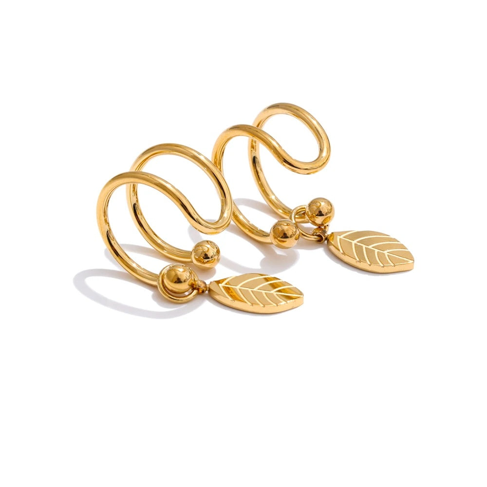 Double layer leaf drop clip earrings - product image