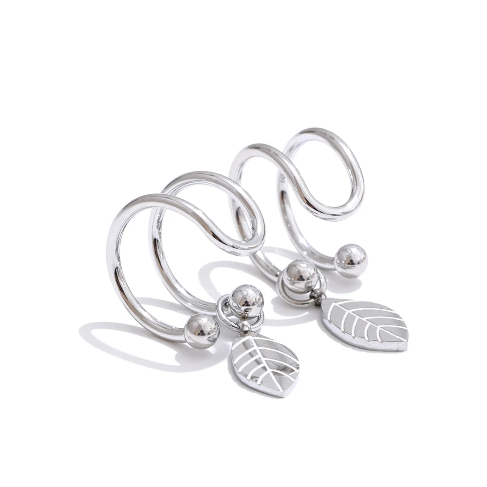 Double layer leaf drop clip earrings - product image