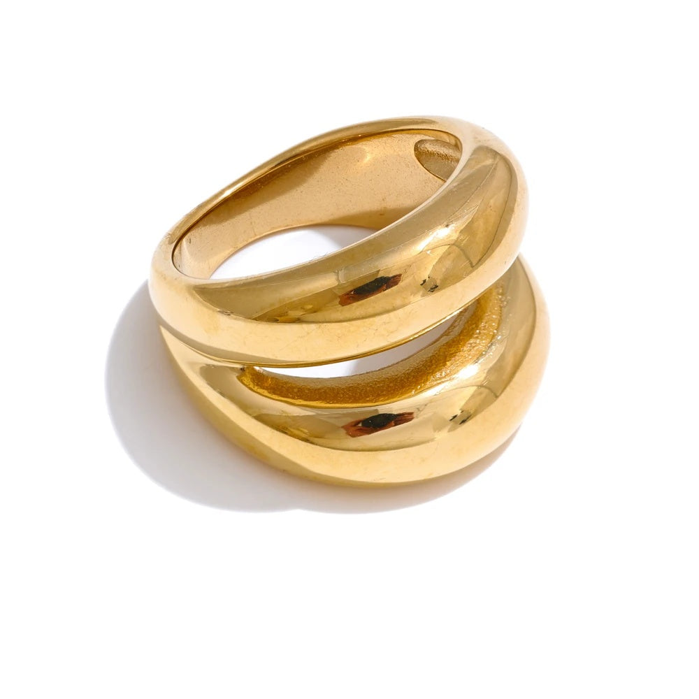 Double layer minimalist wide smooth texture ring - product image