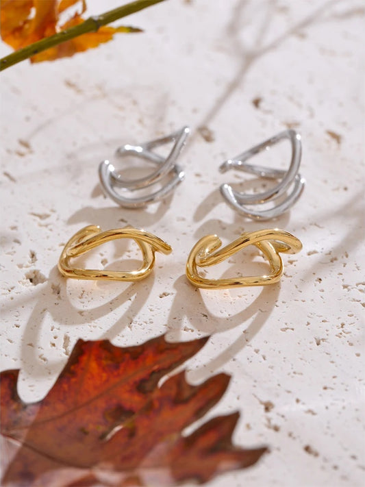 Double layer modern ear clip earrings - product image