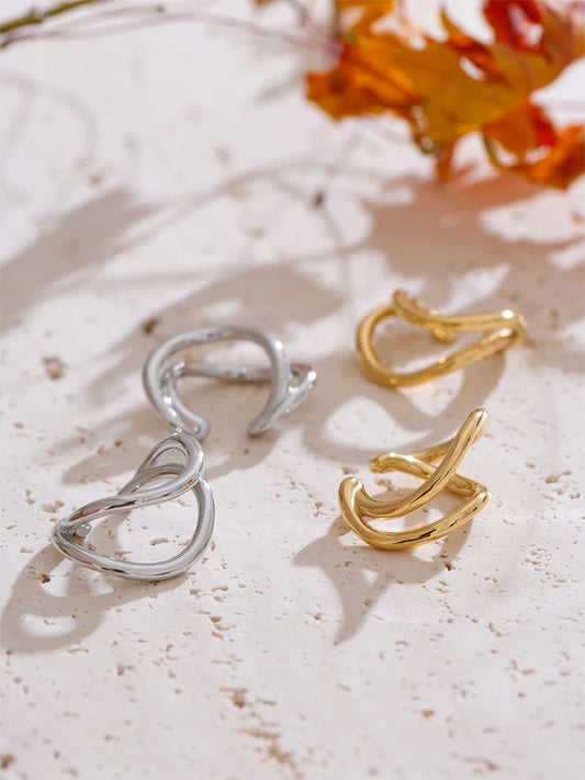 Double layer modern ear clip earrings - product image