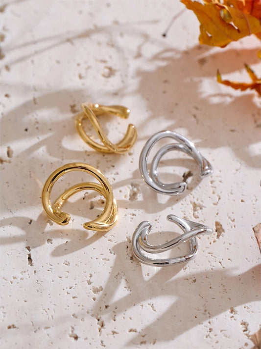 Double layer modern ear clip earrings - product image