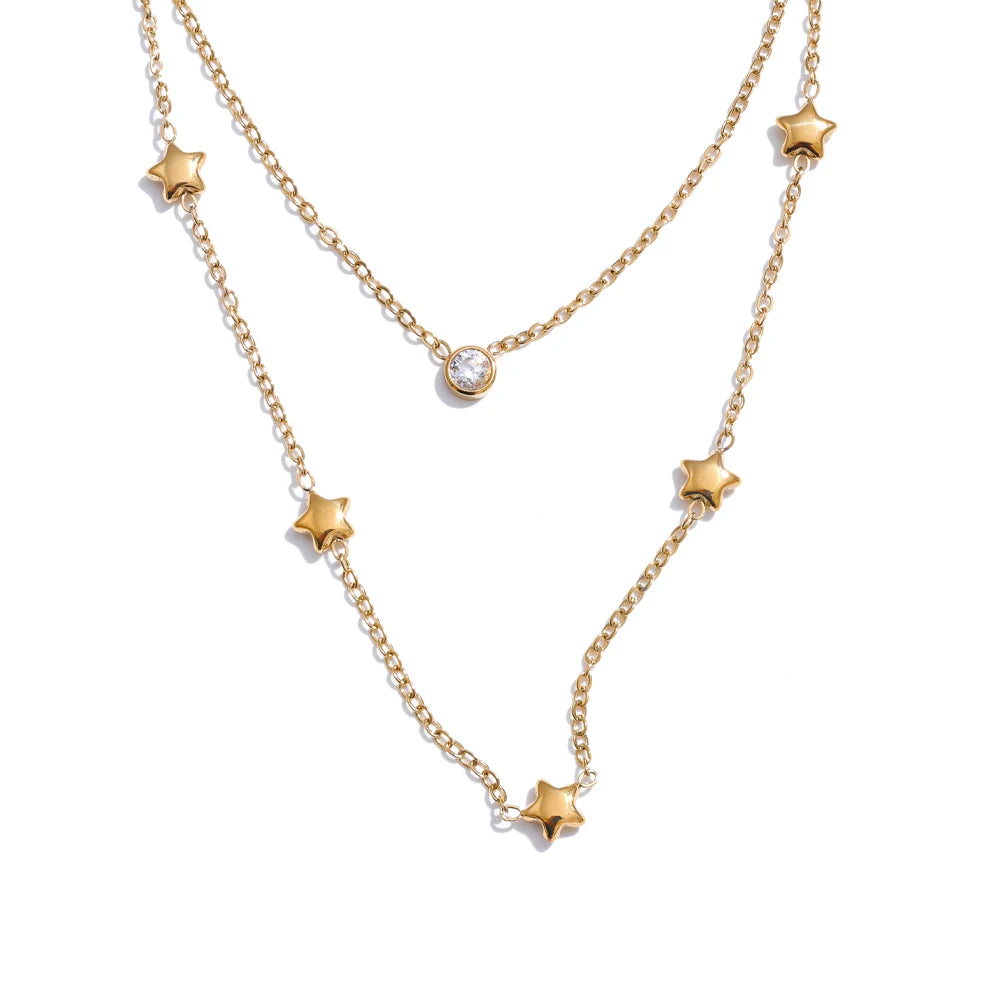 Double layer star zircon chain necklace summer - product image