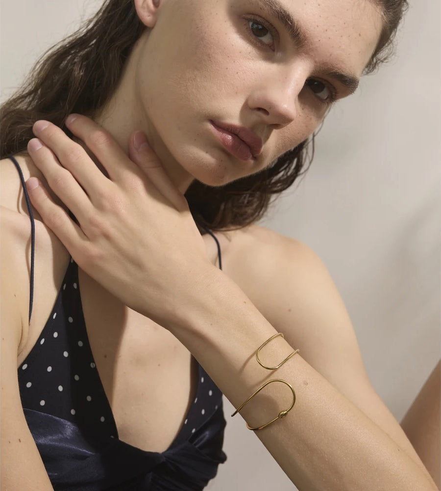 Double layered hollow cuff bracelet bangle - product image