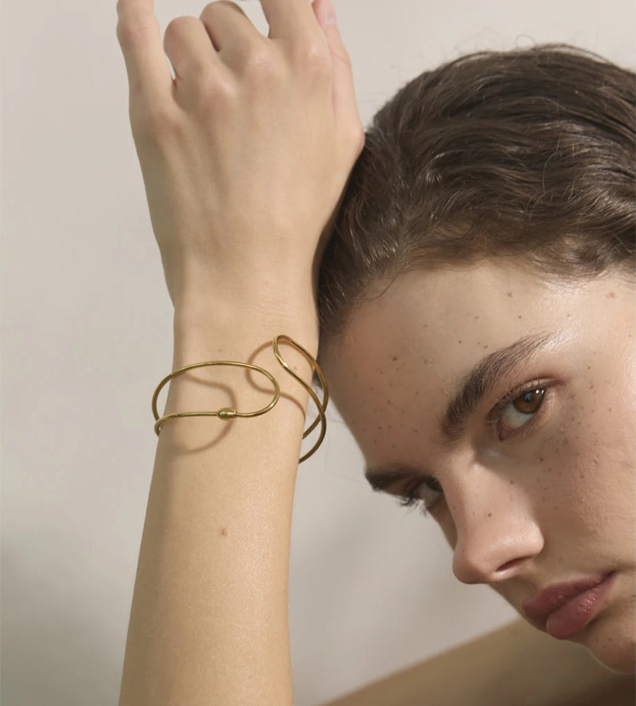 Double layered hollow cuff bracelet bangle - product image