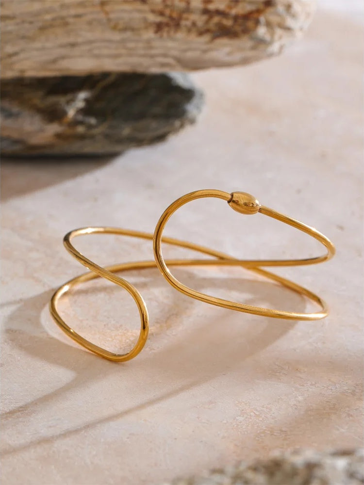 Double layered hollow cuff bracelet bangle - product image