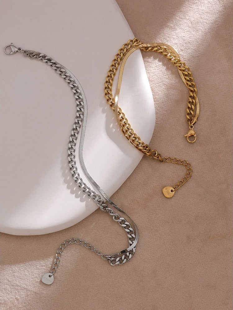 Double layered link chain charm bracelet - product image