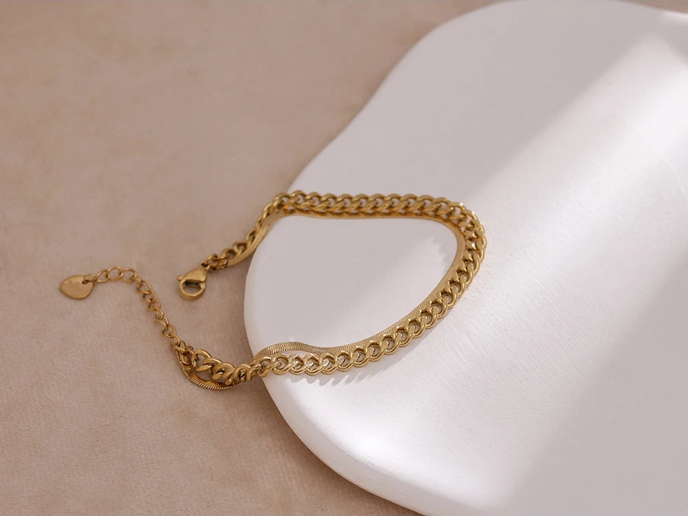 Double layered link chain charm bracelet - product image
