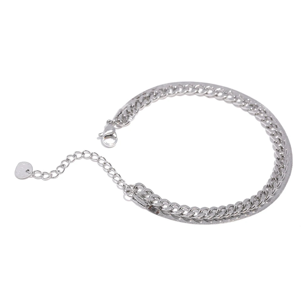 Double layered link chain charm bracelet - product image