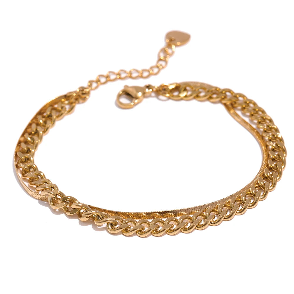 Double layered link chain charm bracelet - product image