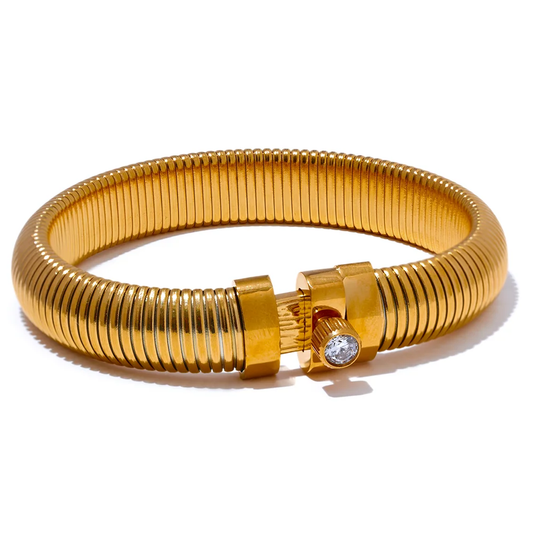 Elastic modern cz thick statement bracelet - product image