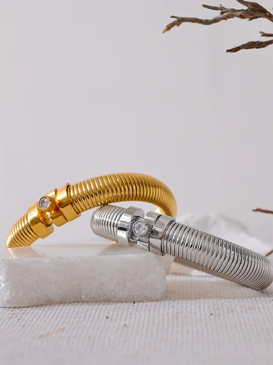 Elastic modern cz thick statement bracelet - product image