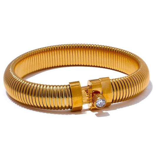 Elastic modern cz thick statement bracelet - product image