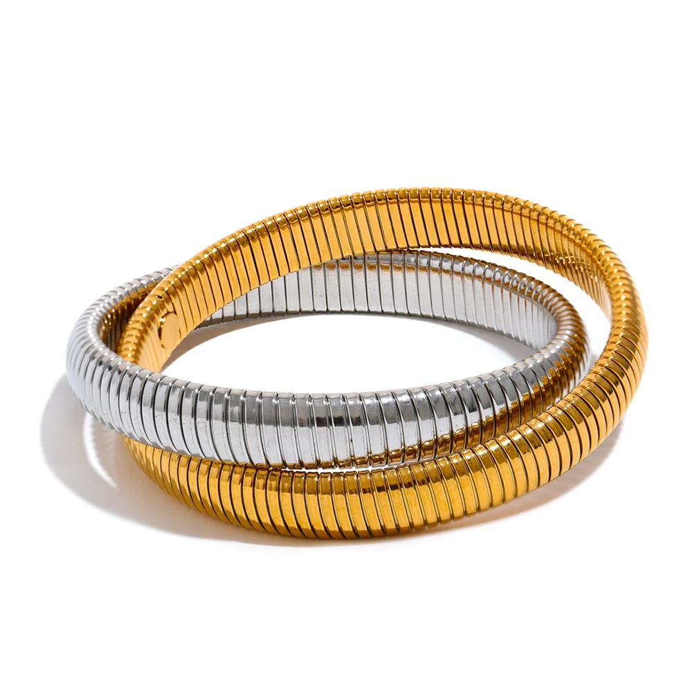 Elastic thick punk contemporary bangle bracelet - product image
