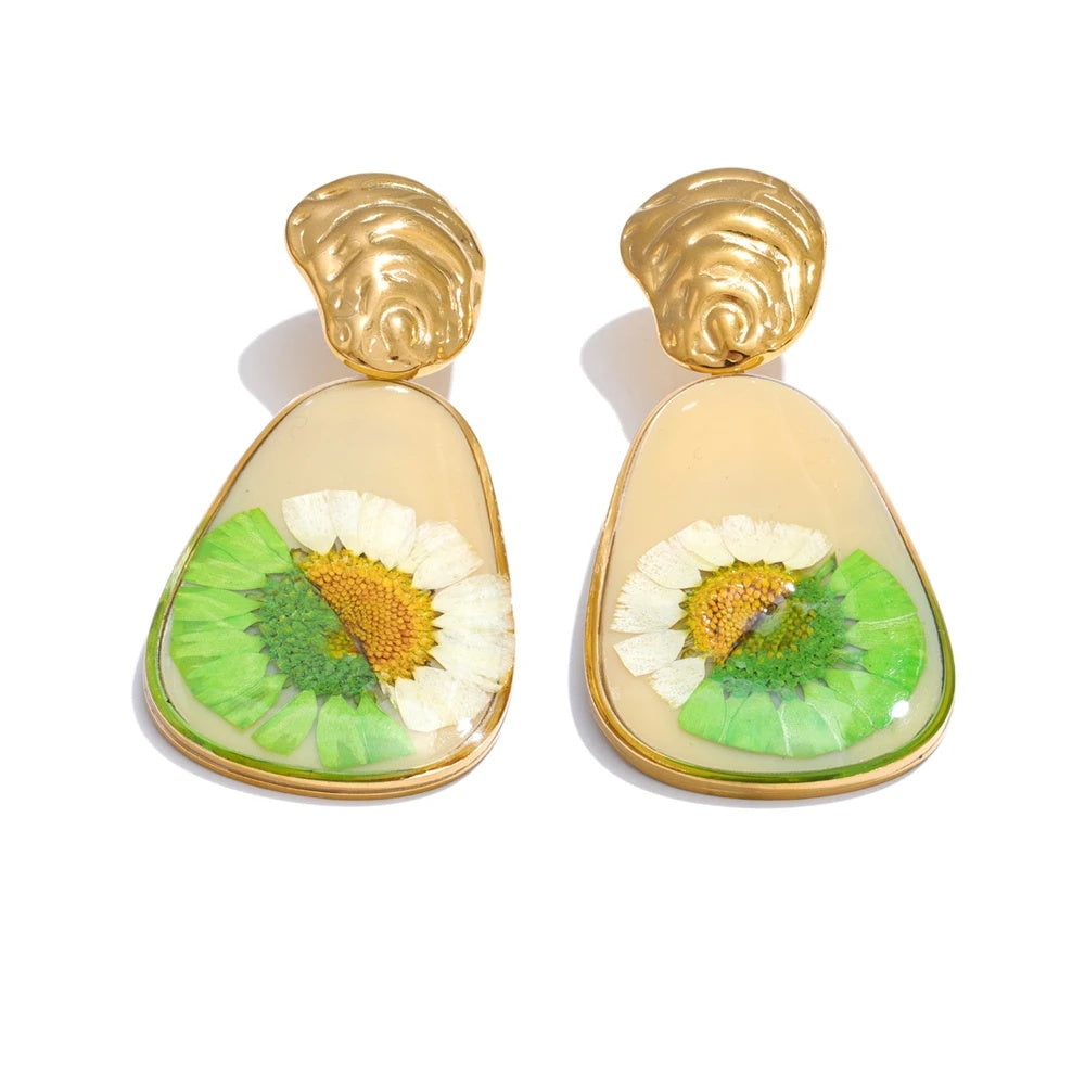 Enamel flower daily drop contemporary earrings - product image